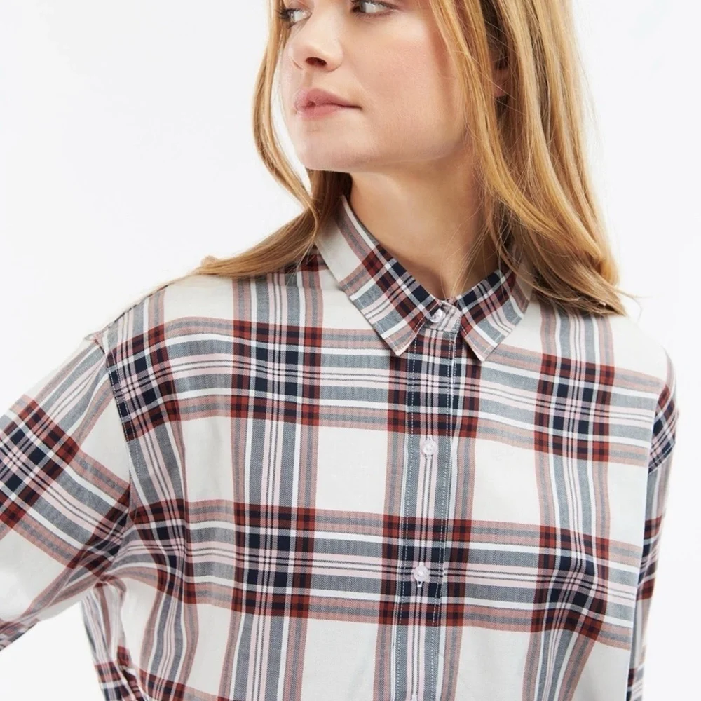 Barbour Bethwin Cloud Check Plaid Button Front Shirt, NWT - Picture 13 of 14